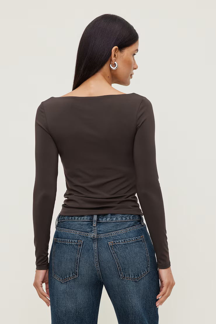 Boat Neck Long Sleeve Top