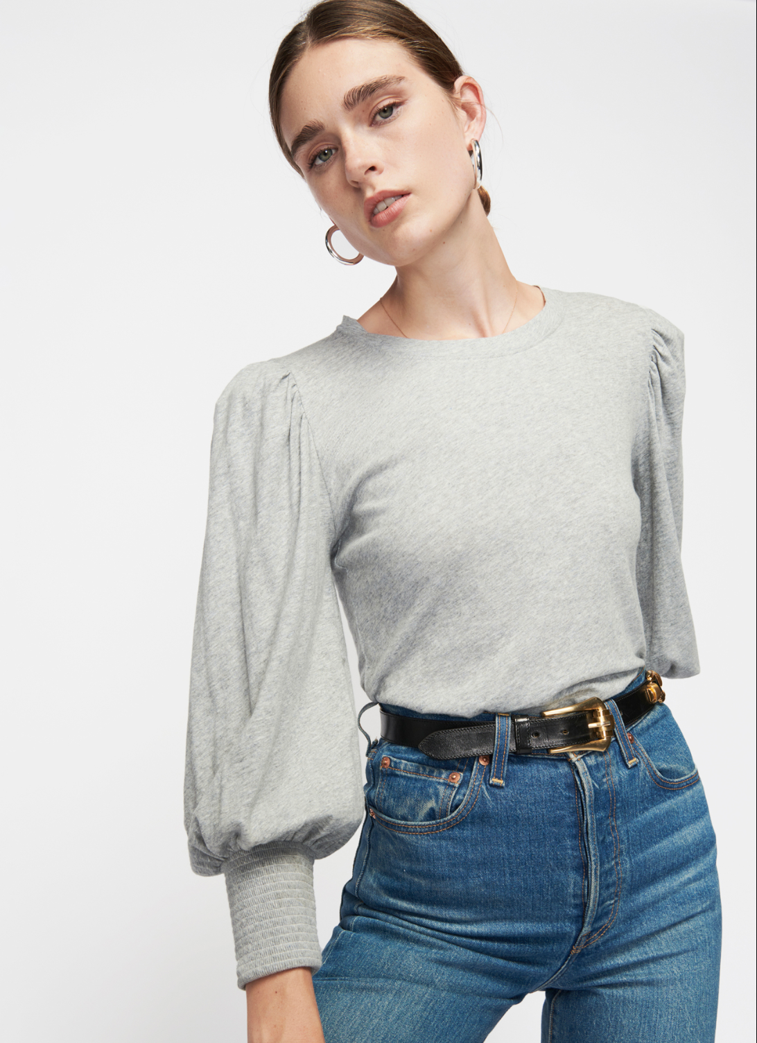 Loren Smocked Peasant Tee