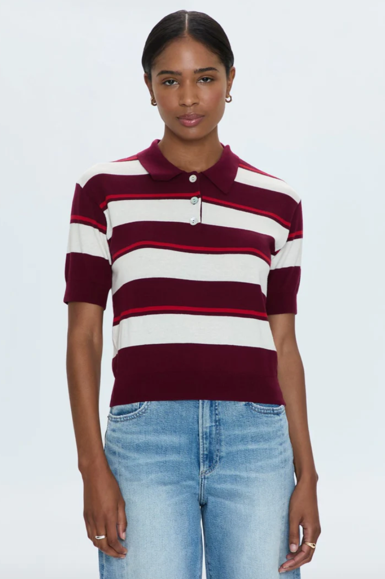 Drea Stripe Crop Polo