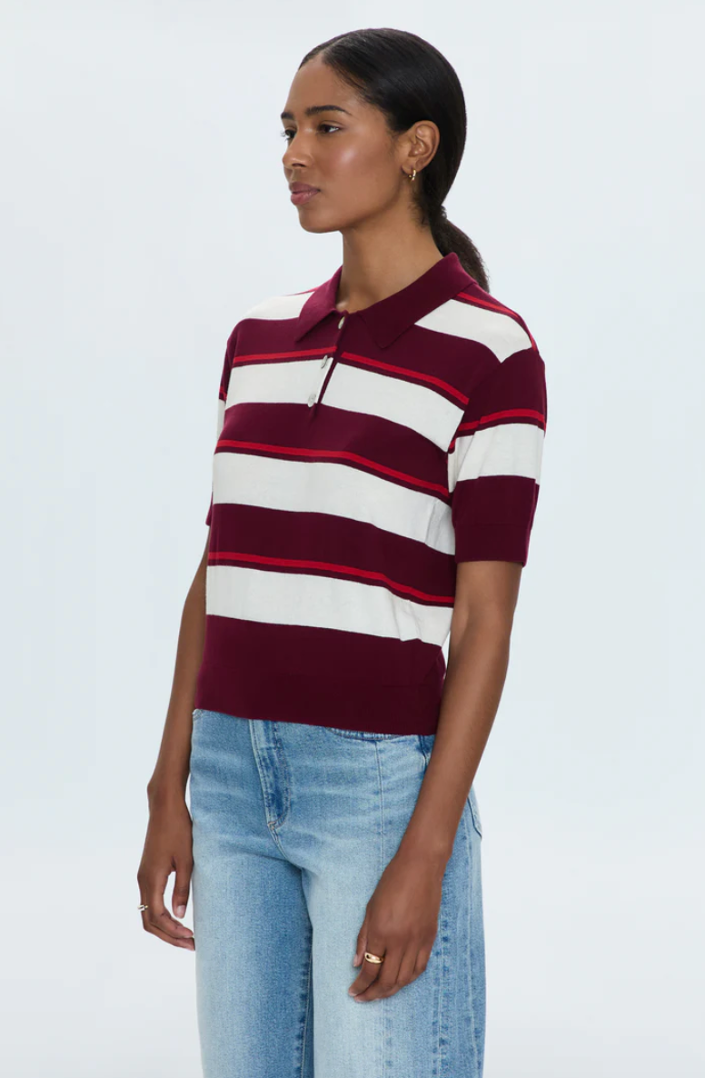 Drea Stripe Crop Polo