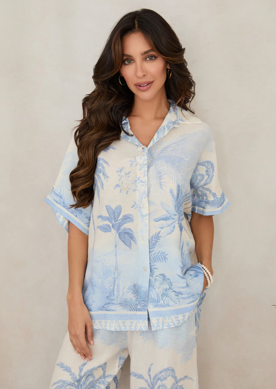 Tropical Linen Button Down