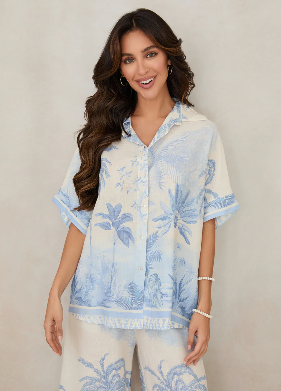 Tropical Linen Button Down