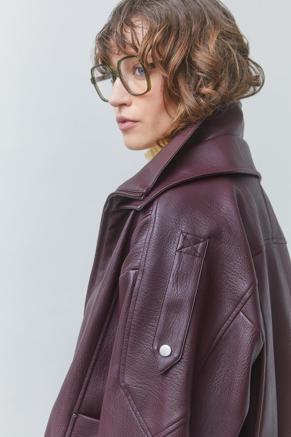 Oversized Faux Leather Coat