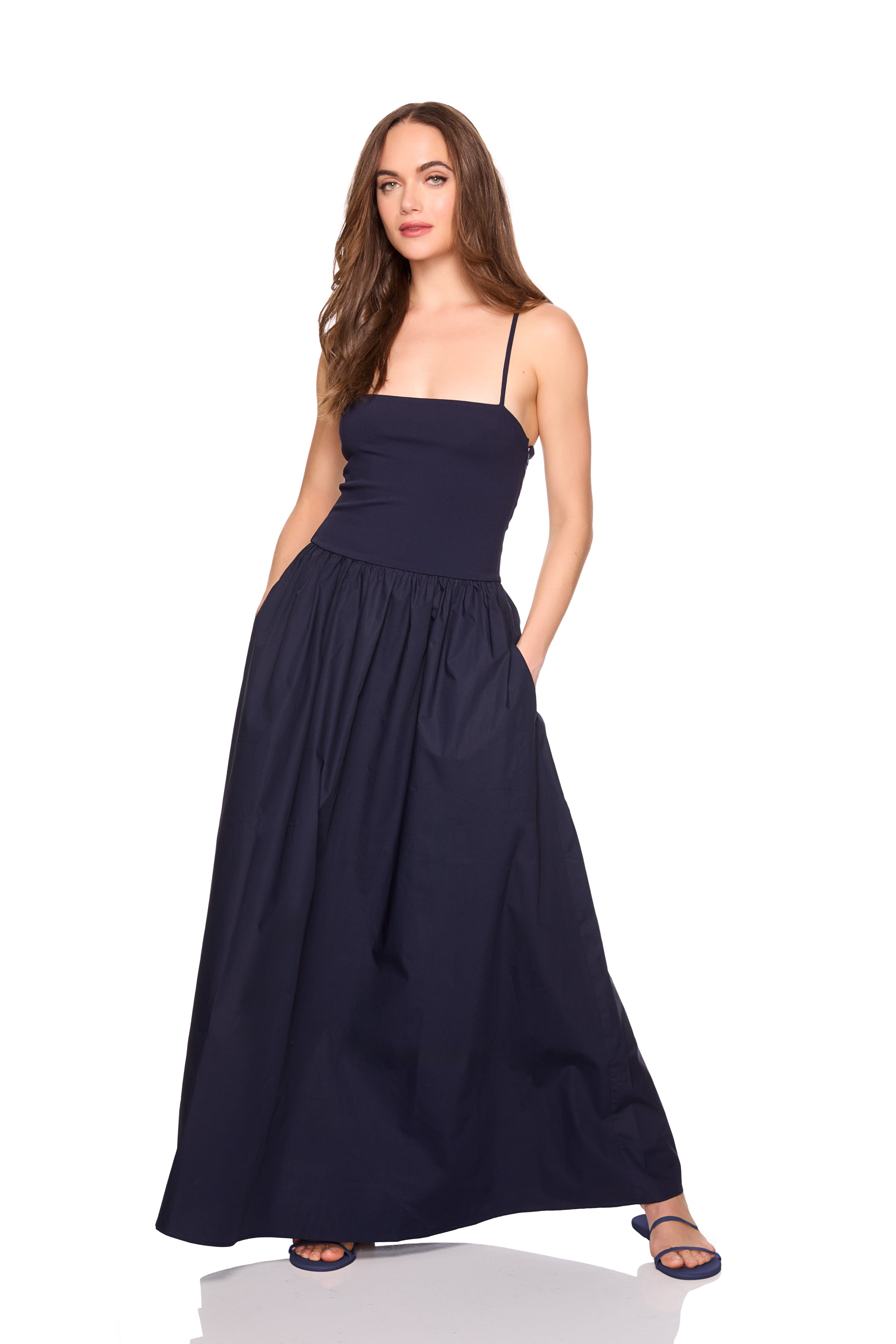 Drop Waist Poplin Dress