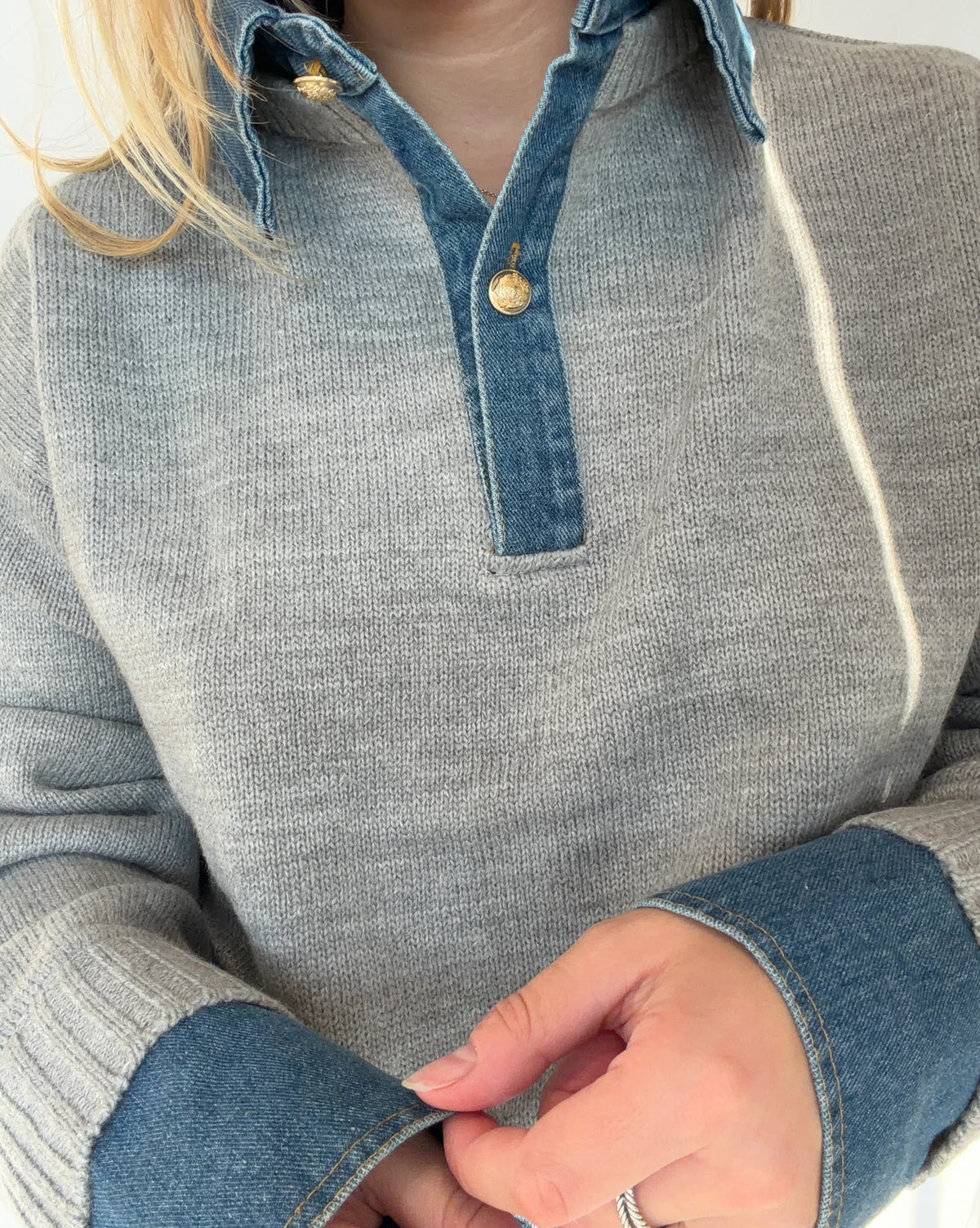 Emely Denim Contrast Sweater