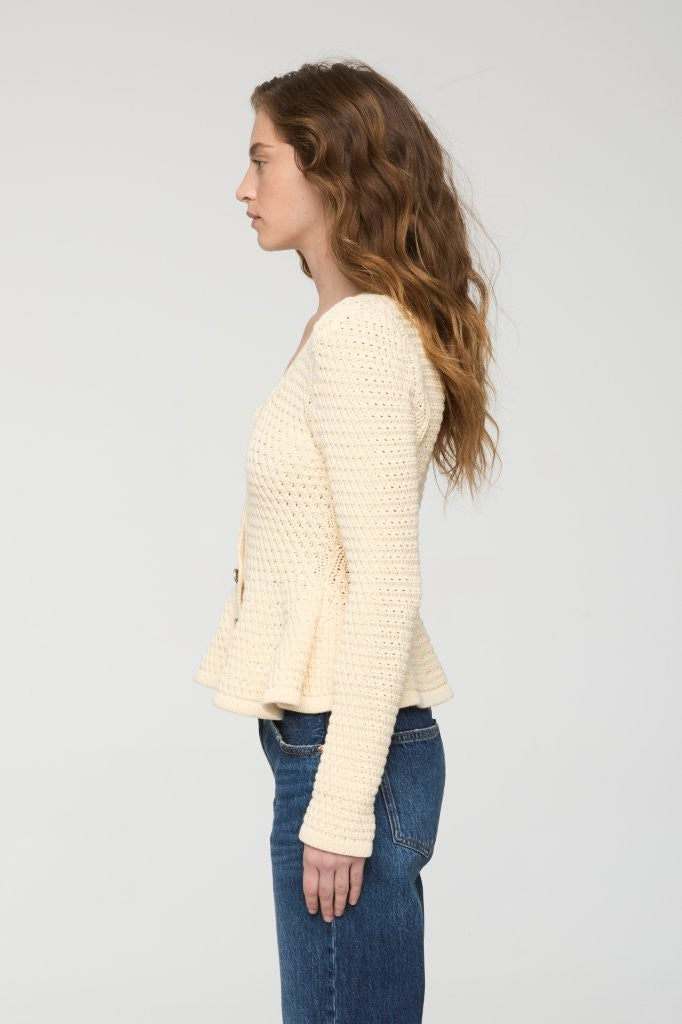 Elina Peplum Crochet Cardigan