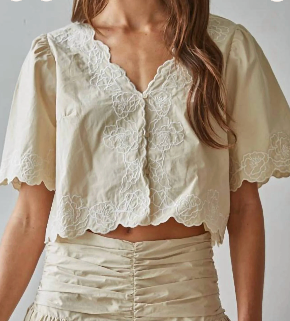 Embroidered Button Up Top