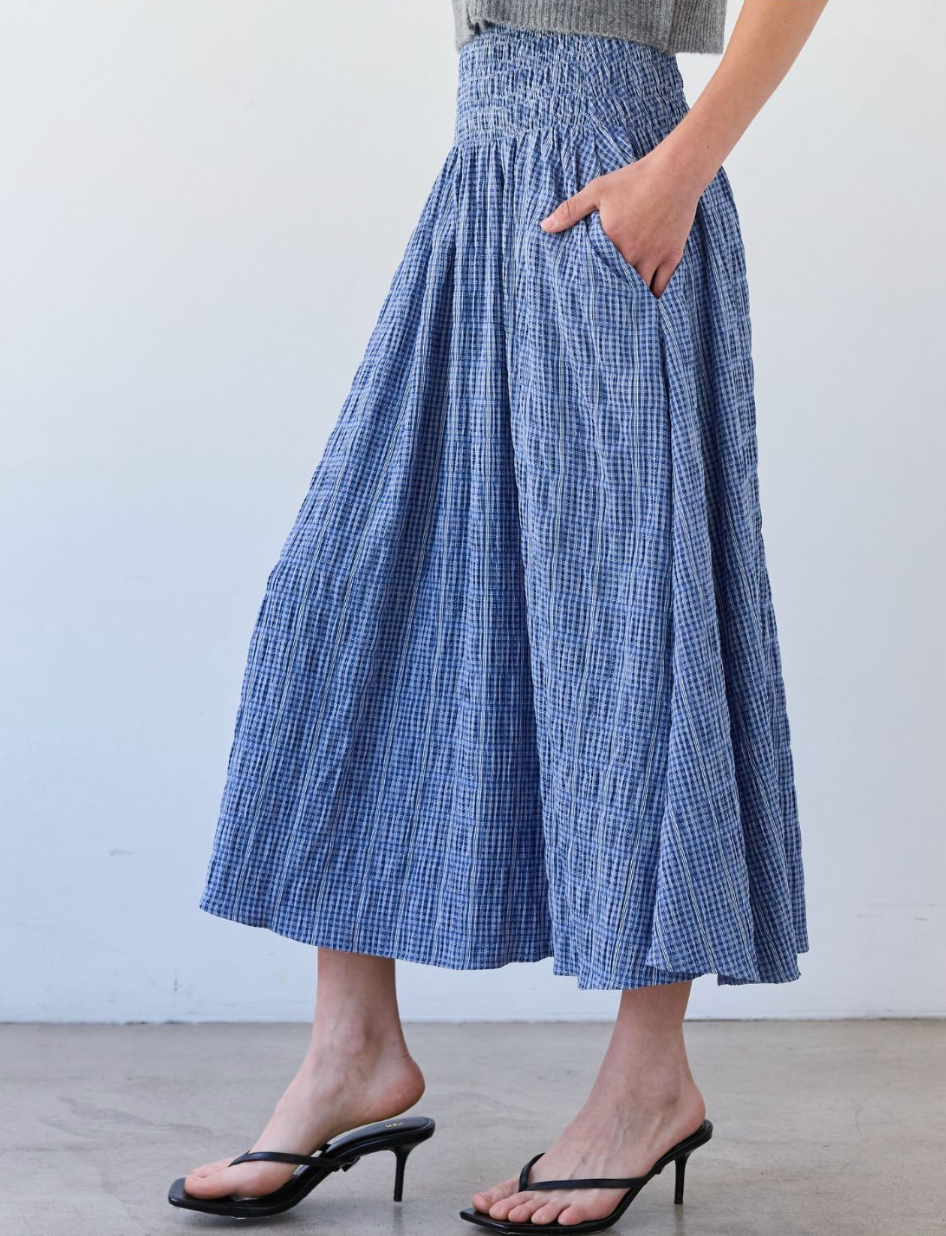 Plaid Smocked Skirt