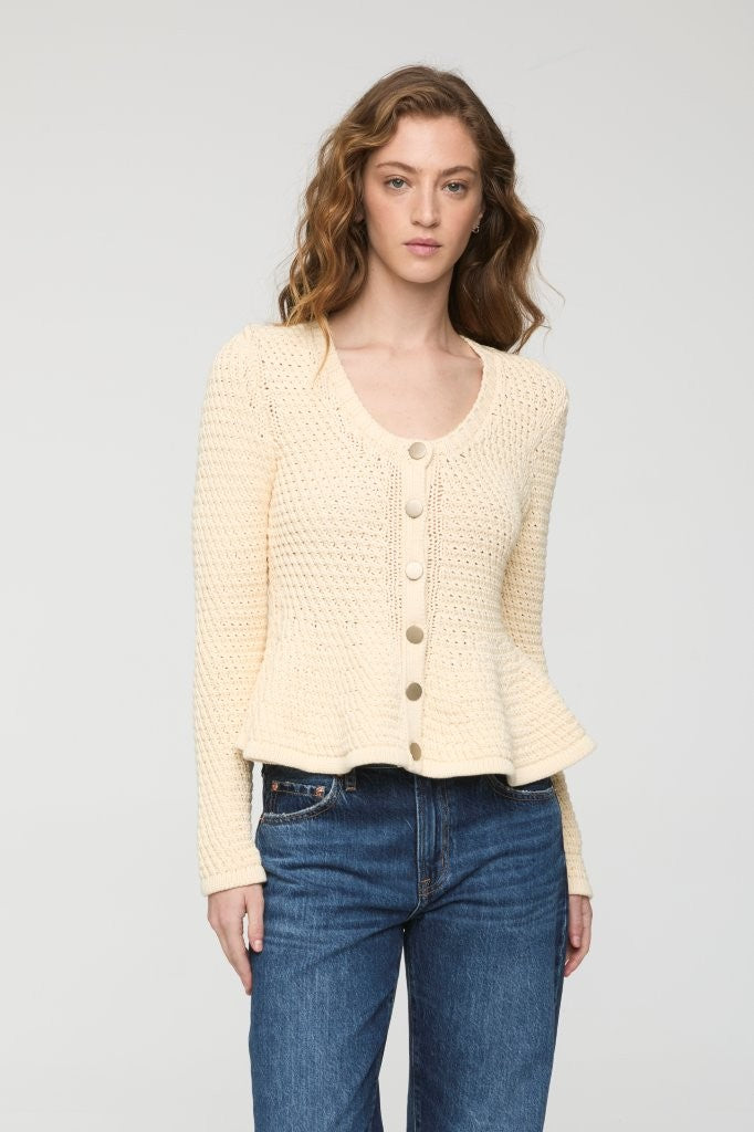 Elina Peplum Crochet Cardigan