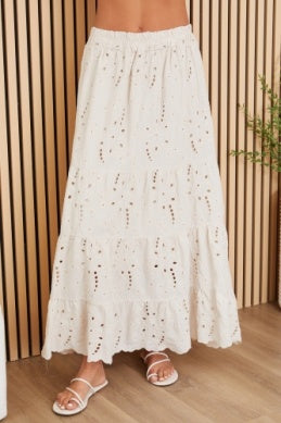 Floral Eyelet Maxi Skirt